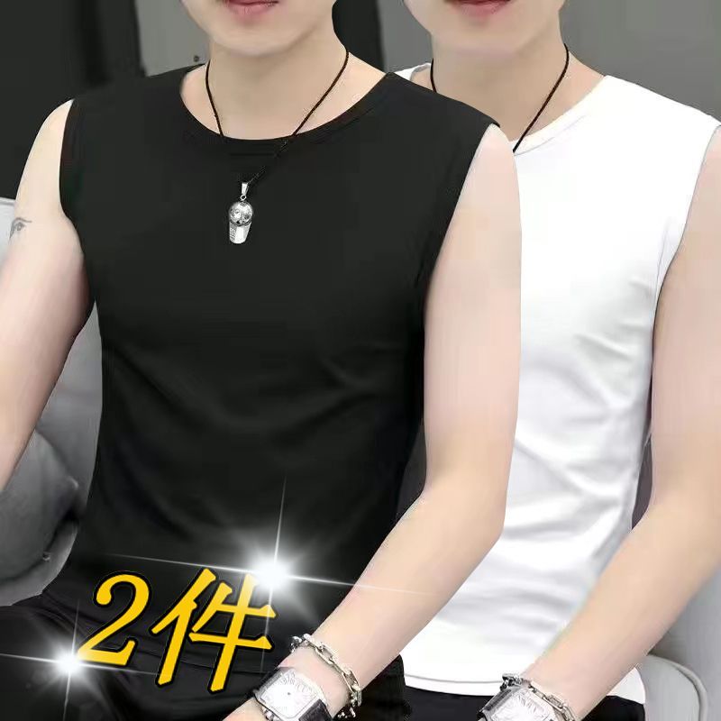 Modal Sports Vest Men'S Summer Fashion Brand Ins Ice Silk Style Fitness Sleeveless Waistcoat T-Shirt V-Neck Base Shirt - Image 3